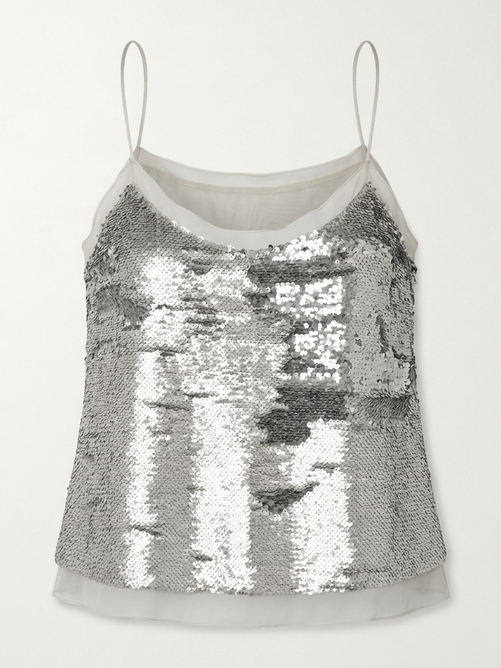 Mango Gray Sequin Spaghetti-Strap Cami ‼️See Additional Pictures For True Color